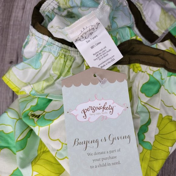 Persnickety NWT 70s inspired sleeveless top green white brown 100% cotton size 7 - Picture 3 of 4